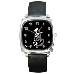 Gray Elegant Cat Square Metal Watch by Valentinaart