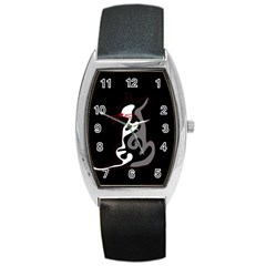 Gray Elegant Cat Barrel Style Metal Watch