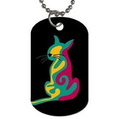 Colorful Abstract Cat  Dog Tag (two Sides) by Valentinaart