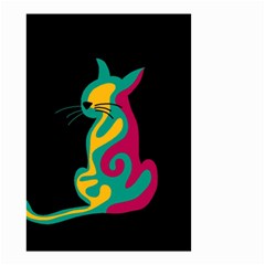 Colorful Abstract Cat  Small Garden Flag (two Sides) by Valentinaart