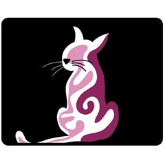 Pink Abstract Cat Double Sided Fleece Blanket (medium)  by Valentinaart