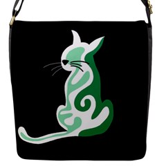 Green Abstract Cat  Flap Messenger Bag (s)