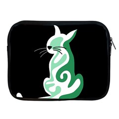 Green Abstract Cat  Apple Ipad 2/3/4 Zipper Cases by Valentinaart