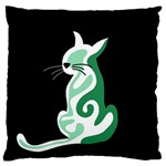 Green abstract cat  Large Flano Cushion Case (Two Sides) Back