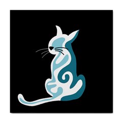 Blue Abstract Cat Tile Coasters