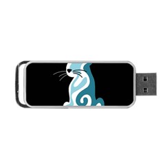 Blue Abstract Cat Portable Usb Flash (two Sides) by Valentinaart