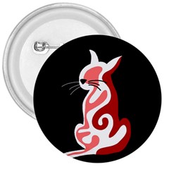 Red Abstract Cat 3  Buttons by Valentinaart