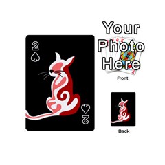 Red Abstract Cat Playing Cards 54 (mini)  by Valentinaart