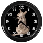 Brown abstract cat Wall Clocks (Black) Front