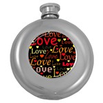 Love pattern 3 Round Hip Flask (5 oz) Front