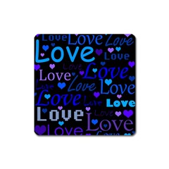 Blue Love Pattern Square Magnet by Valentinaart