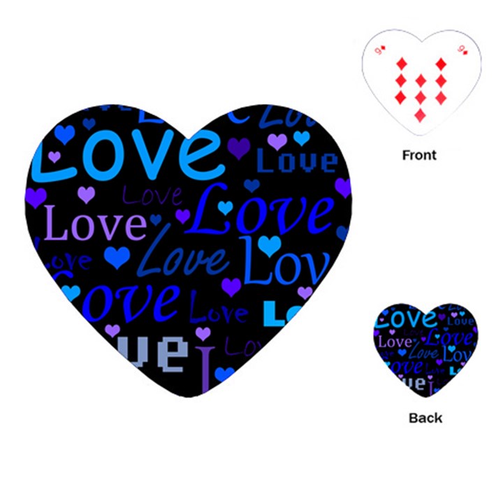 Blue love pattern Playing Cards (Heart) 