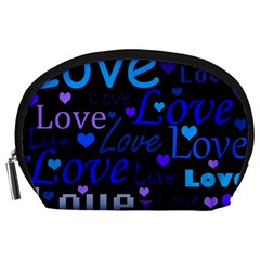 Blue Love Pattern Accessory Pouches (large)  by Valentinaart