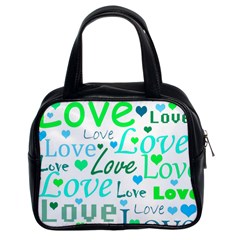 Love Pattern - Green And Blue Classic Handbags (2 Sides) by Valentinaart