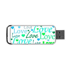 Love Pattern - Green And Blue Portable Usb Flash (two Sides) by Valentinaart