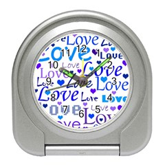 Blue And Purple Love Pattern Travel Alarm Clocks by Valentinaart