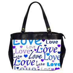 Blue And Purple Love Pattern Office Handbags (2 Sides)  by Valentinaart