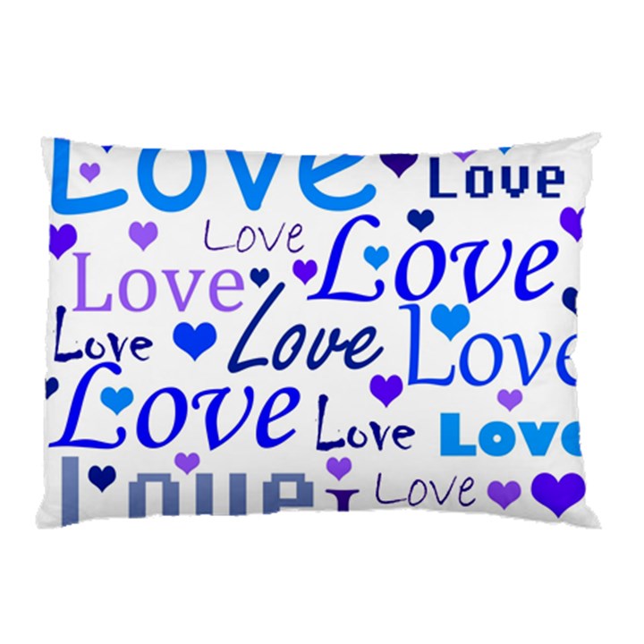 Blue and purple love pattern Pillow Case (Two Sides)