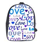 Blue and purple love pattern School Bags (XL)  Front