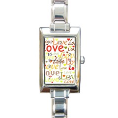 Valentine s Day Pattern Rectangle Italian Charm Watch by Valentinaart
