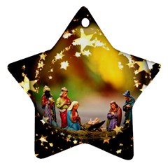 Christmas Crib Virgin Mary Joseph Jesus Christ Three Kings Baby Infant Jesus 4000 Star Ornament (two Sides) 