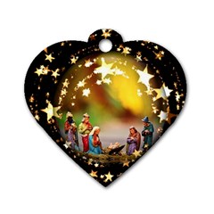 Christmas Crib Virgin Mary Joseph Jesus Christ Three Kings Baby Infant Jesus 4000 Dog Tag Heart (one Side) by yoursparklingshop