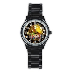 Christmas Crib Virgin Mary Joseph Jesus Christ Three Kings Baby Infant Jesus 4000 Stainless Steel Round Watch by yoursparklingshop