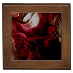 Dark Red Candlelight Candles Framed Tiles by yoursparklingshop