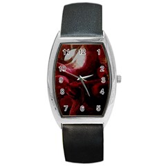 Dark Red Candlelight Candles Barrel Style Metal Watch by yoursparklingshop