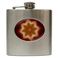 Christmas Flower Star Light Kaleidoscopic Design Hip Flask (6 Oz) by yoursparklingshop