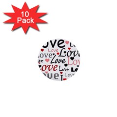 Love Pattern - Red 1  Mini Buttons (10 Pack)  by Valentinaart