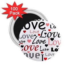 Love Pattern - Red 2 25  Magnets (100 Pack) 