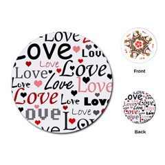 Love Pattern - Red Playing Cards (round) 