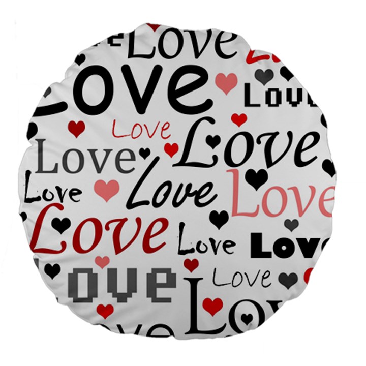 Love pattern - red Large 18  Premium Round Cushions