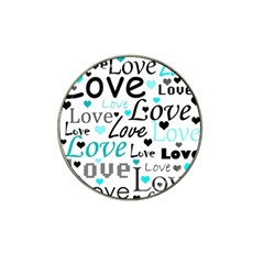 Love Pattern - Cyan Hat Clip Ball Marker