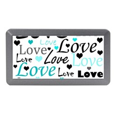 Love Pattern - Cyan Memory Card Reader (mini) by Valentinaart