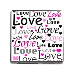 Love Pattern - Magenta Memory Card Reader (square) by Valentinaart
