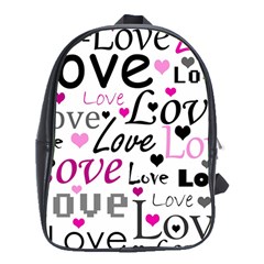 Love Pattern - Magenta School Bags (xl)  by Valentinaart