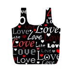 Red Love pattern Full Print Recycle Bags (M)  Front