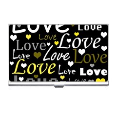 Yellow Love Pattern Business Card Holders by Valentinaart