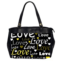 Yellow Love Pattern Office Handbags (2 Sides)  by Valentinaart