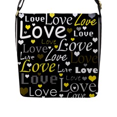 Yellow Love Pattern Flap Messenger Bag (l)  by Valentinaart