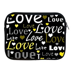 Yellow Love Pattern Apple Ipad 2/3/4 Zipper Cases by Valentinaart