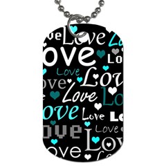 Valentine s Day Pattern - Cyan Dog Tag (one Side) by Valentinaart