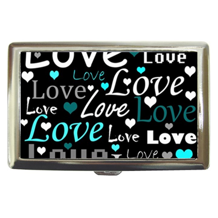 Valentine s day pattern - cyan Cigarette Money Cases