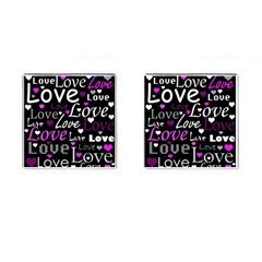 Valentine s Day Pattern - Purple Cufflinks (square) by Valentinaart