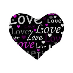 Valentine s Day Pattern - Purple Standard 16  Premium Heart Shape Cushions by Valentinaart