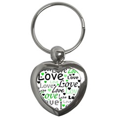 Green  Valentine s Day Pattern Key Chains (heart)  by Valentinaart