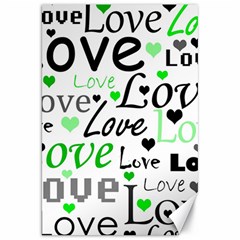 Green  Valentine s Day Pattern Canvas 20  X 30   by Valentinaart