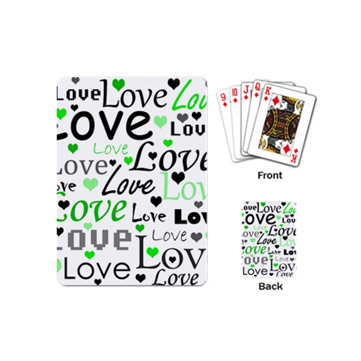 Green  Valentine s day pattern Playing Cards (Mini) 